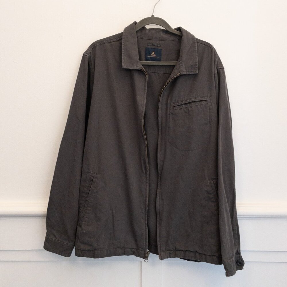 Roark Organic Cotton Jacket XL Gray Zip Front Utility Casual Workwear Coat - Picture 2 of 5